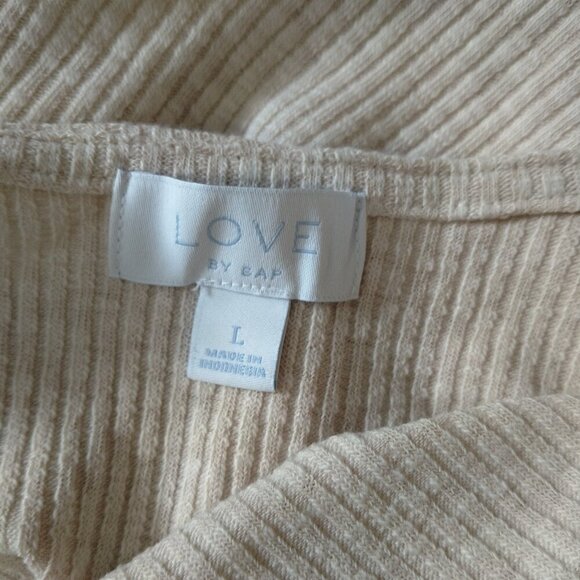 LOVE by GAP Women's Large Beige Ribbed Pajama Tank Top Sleeveless Loungewear - Picture 5 of 6